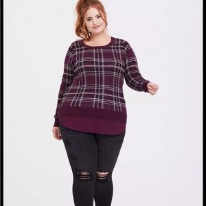 Torrid Purple Plaid Blouse